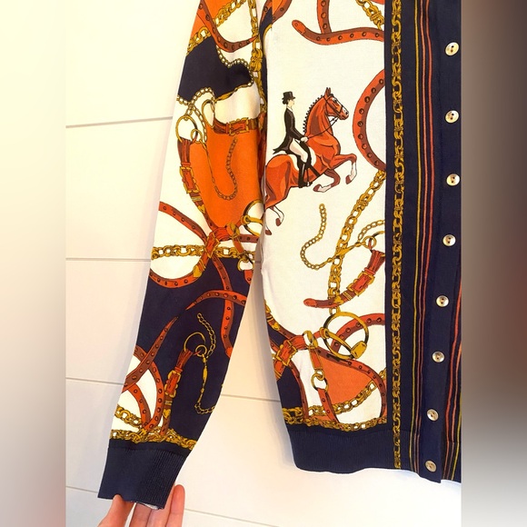 NWOT rare Talbots Equestrian Print Cardigan. Size medium. - Picture 12 of 13